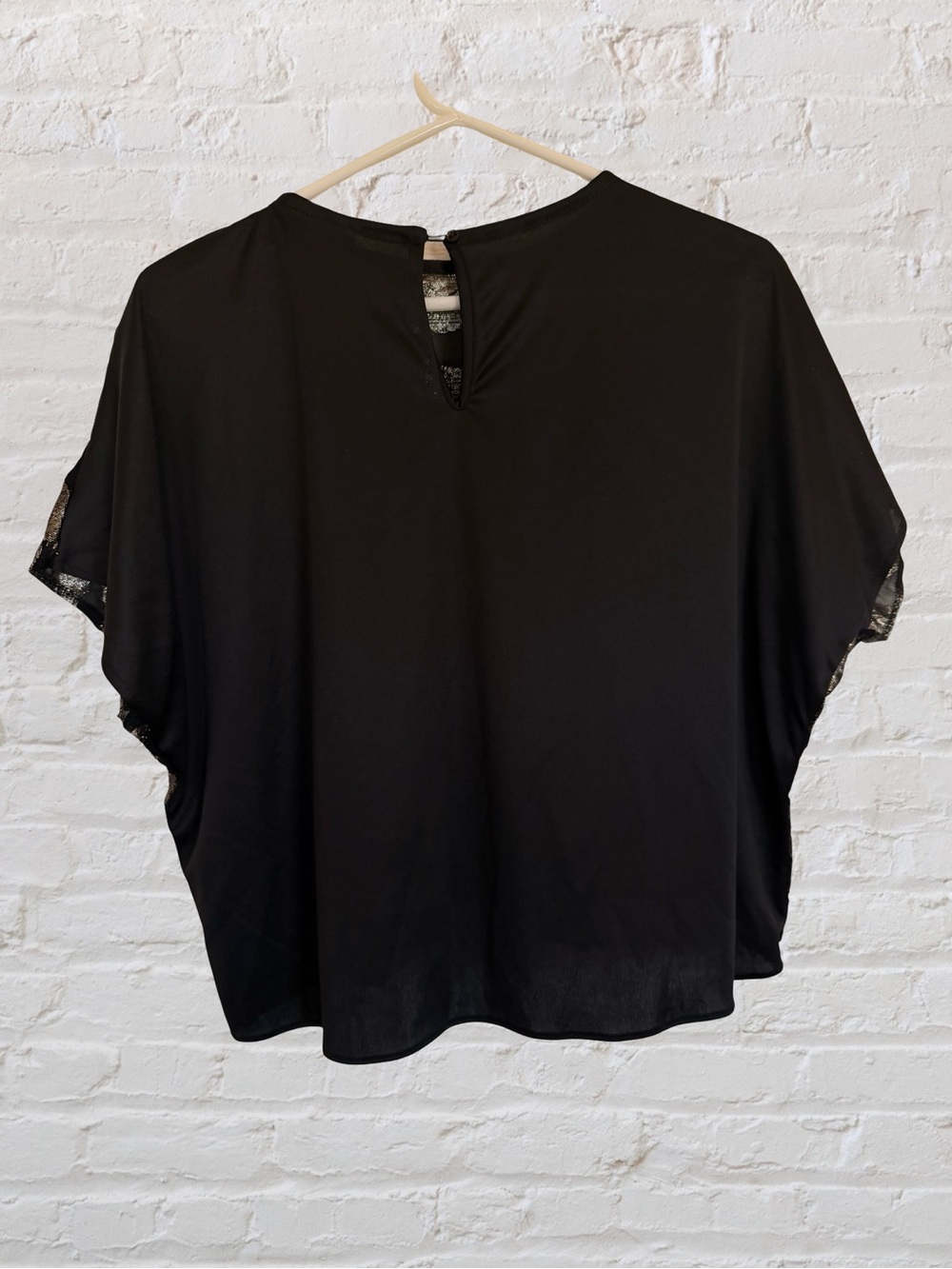 Pearlette Plus Vintage 80s Metallic Leaf Top Black Gold Plus 1X Made in USA - Picture 4 of 7